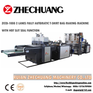 ZCCB-1000 2 Lanes Fully Automatic T-shirt Bag Making Machine With Hot Slit Seal Function